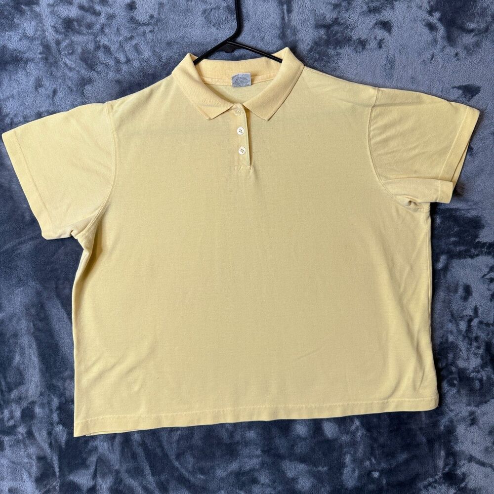 Chic Polo Yellow Collard Short Sleeve Shirt Boxy Size X-Large